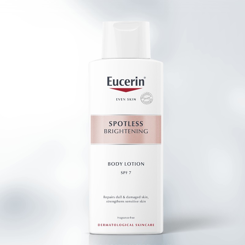 Eucerin Spotless Brightening Body Lotion SPF 7 phù hợp cho cả làn da nhạy cảm nhất. 