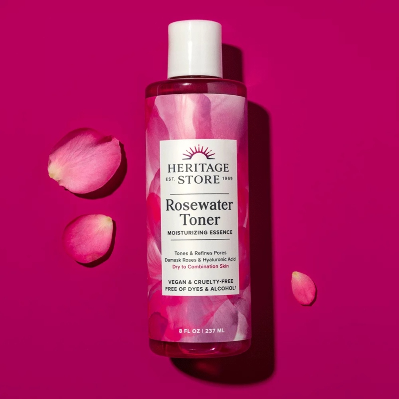 Heritage Rosewater Facial Toner with Hyaluronic Acid có công thức thuần chay.
